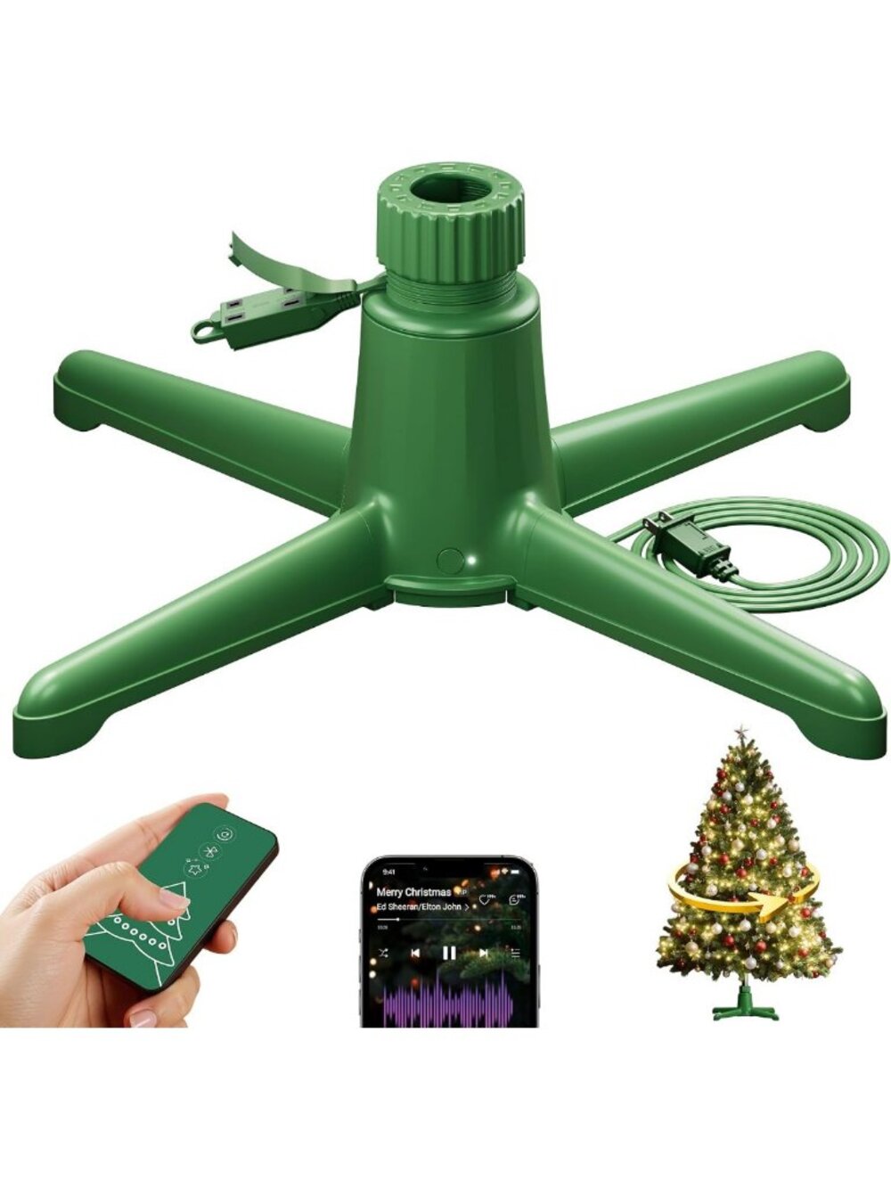 Musical 360° Rotating Christmas Tree Stand for 9ft Trees, Supports 120 lbs